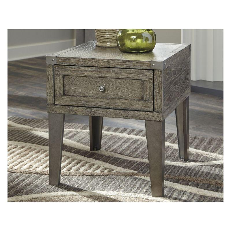 Signature Design by Ashley Chazney Rectangular End Table Rustic Brown: Farmhouse Style with Drawer Storage
