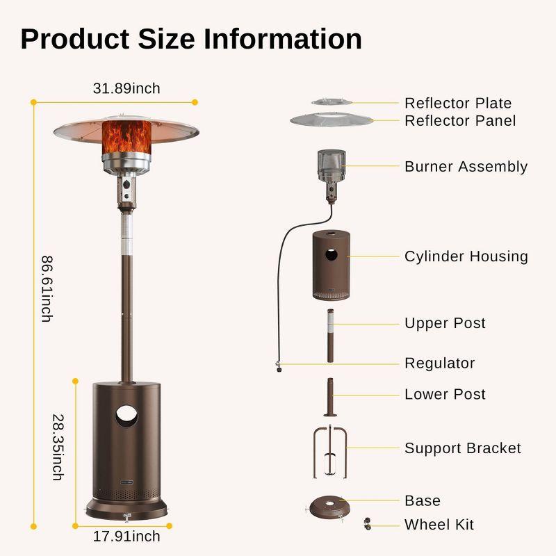 EAST OAK 48,000 BTU Patio Heater for Outdoor Use With Round Table Design and Wheels