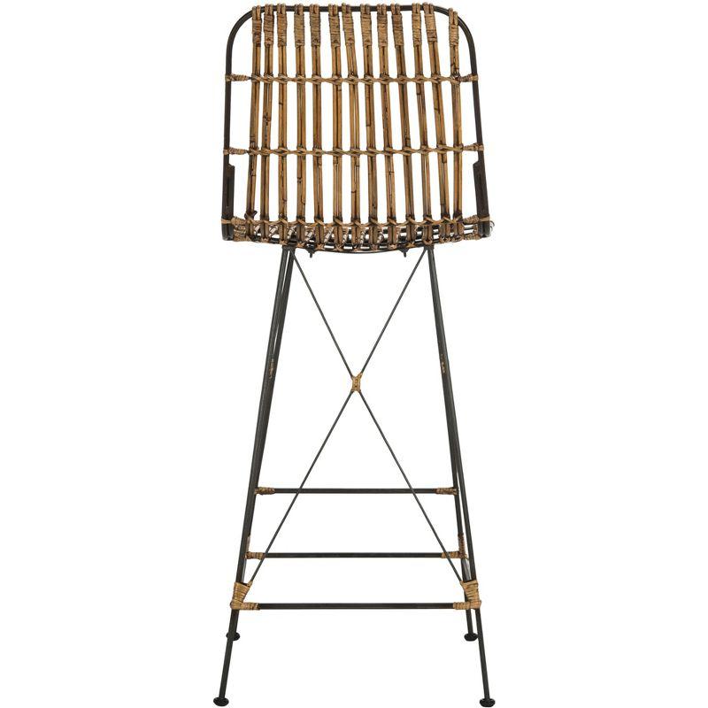 Minerva Wicker Bar Stool (Set of 2) - Natural/Black - Safavieh