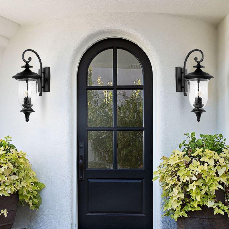 Dowell Outdoor Wall Sconce Lights (Set of 2) - Black - Safavieh.