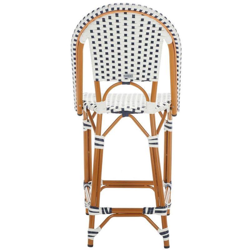 California Counter Stool - Indoor/Outdoor - PAT7532 - White/Navy - Safavieh