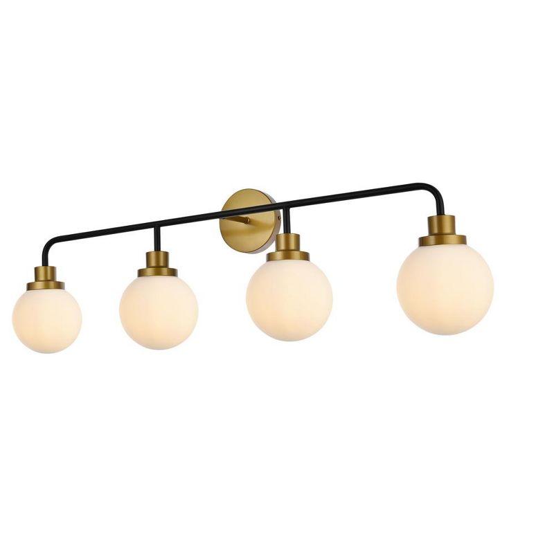 Elegant Lighting Hanson 4 lights bath sconce in black with brass with frosted shade