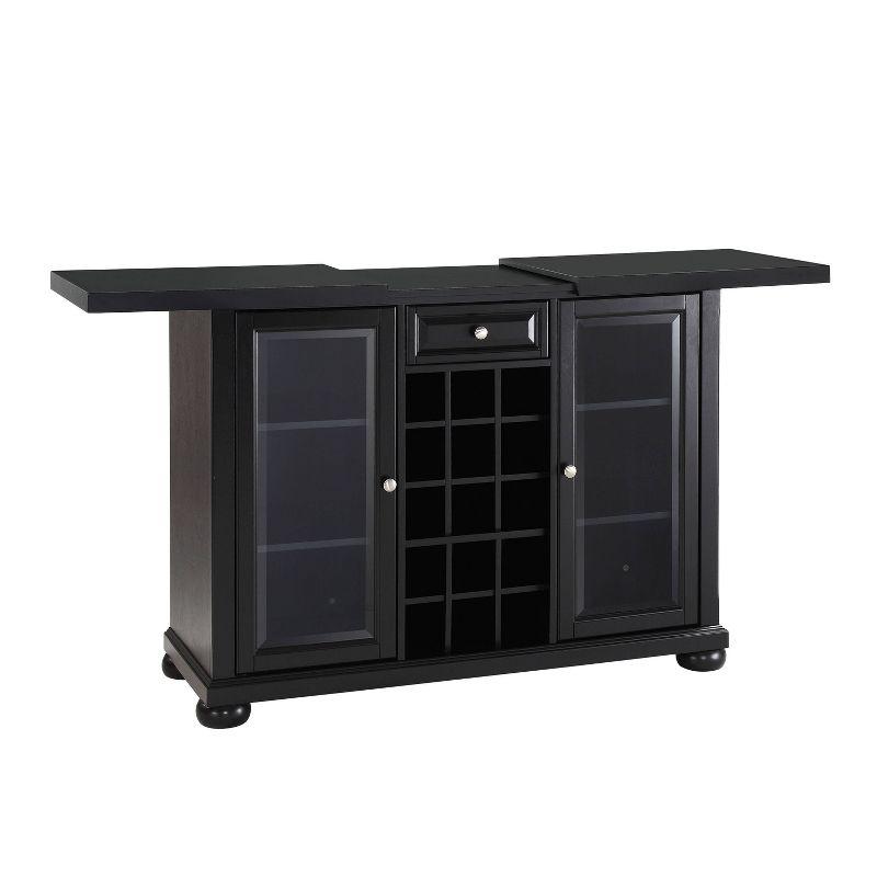 Crosley Alexandria Sliding Top Bar Cabinet Black: Rubberwood Construction, Wine & Glass Storage, Adjustable Shelves