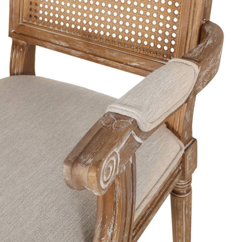 Set of 2 Maria French Country Wood & Cane Dining Chairs with Arms - Christopher Knight Home