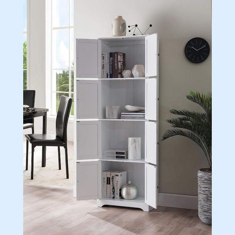 Kings Brand Furniture Lyons 4-Tier 68" Kitchen Pantry Storage Cabinet with 8 Doors, White
