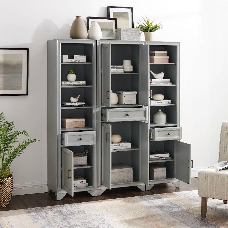 Distressed Gray 3-Piece Kitchen Pantry Set with Shelves