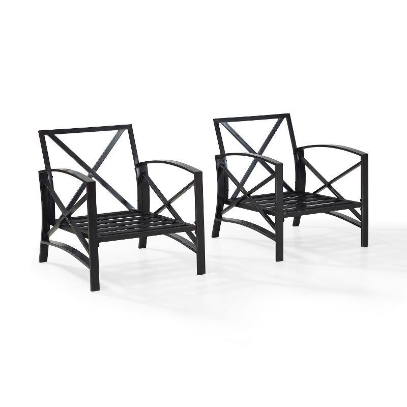 2pc Kaplan Outdoor Chair Set Oatmeal - Crosley: Steel Frame, UV-Resistant Cushions, Patio Seating