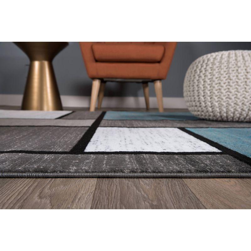 World Rug Gallery Contemporary Modern Boxed Color Block Blue Gray 2'x3' Area Rug