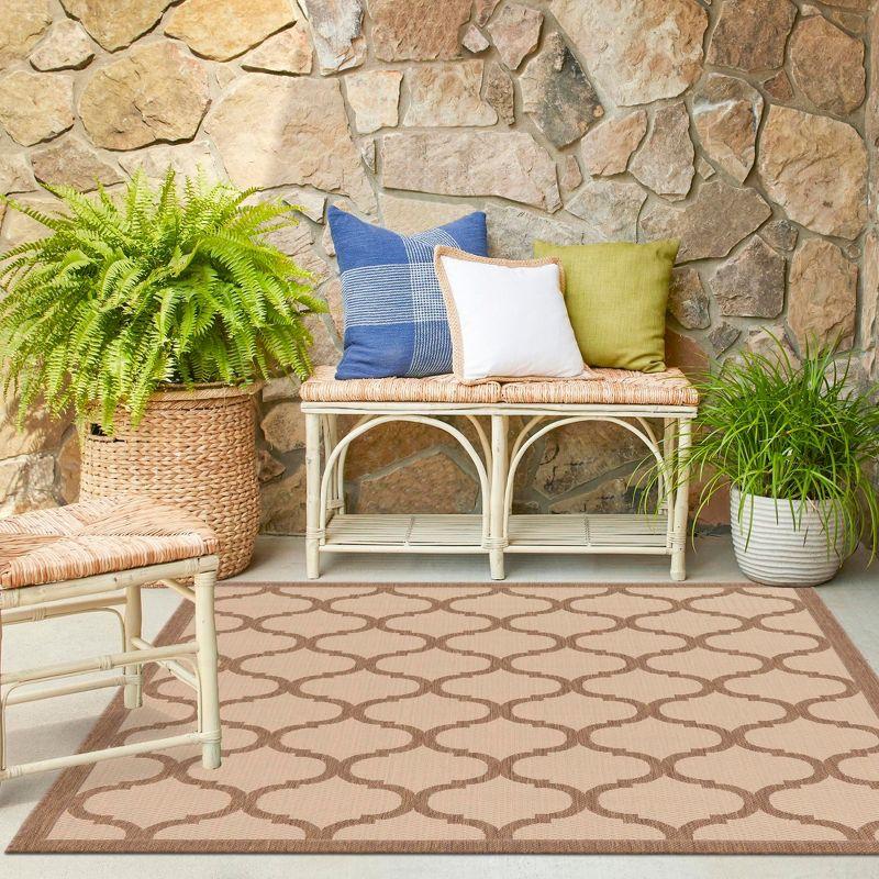 Unique Loom 6' 1 x 6' 1 Square Beige and Brown Outdoor Trellis Moroccan Area Rug