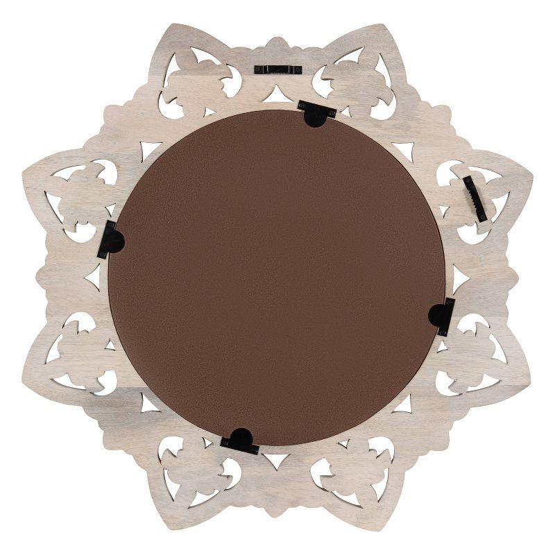 Kate & Laurel All Things Decor 28"x28" Meera Carved Wood Mirror Brown: Artisan Starburst, No Assembly