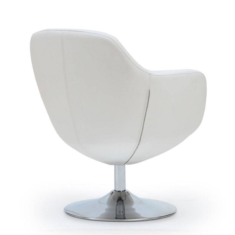 Caisson Faux Leather Swivel Accent Chair White: Polished Chrome Base, Removable Cushion - Manhattan Comfort