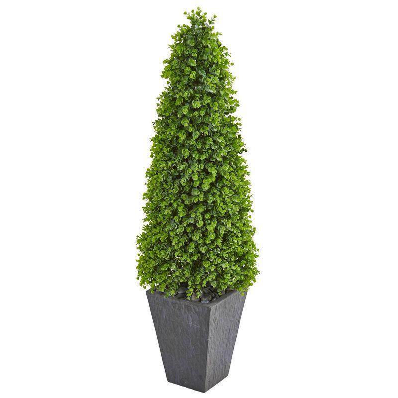 57" Green Eucalyptus Topiary in Slate Planter