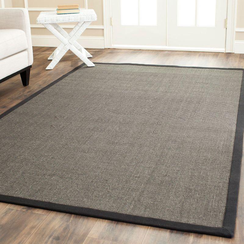 Charcoal and Black Hand-Knotted Wool Area Rug, 5' x 8'