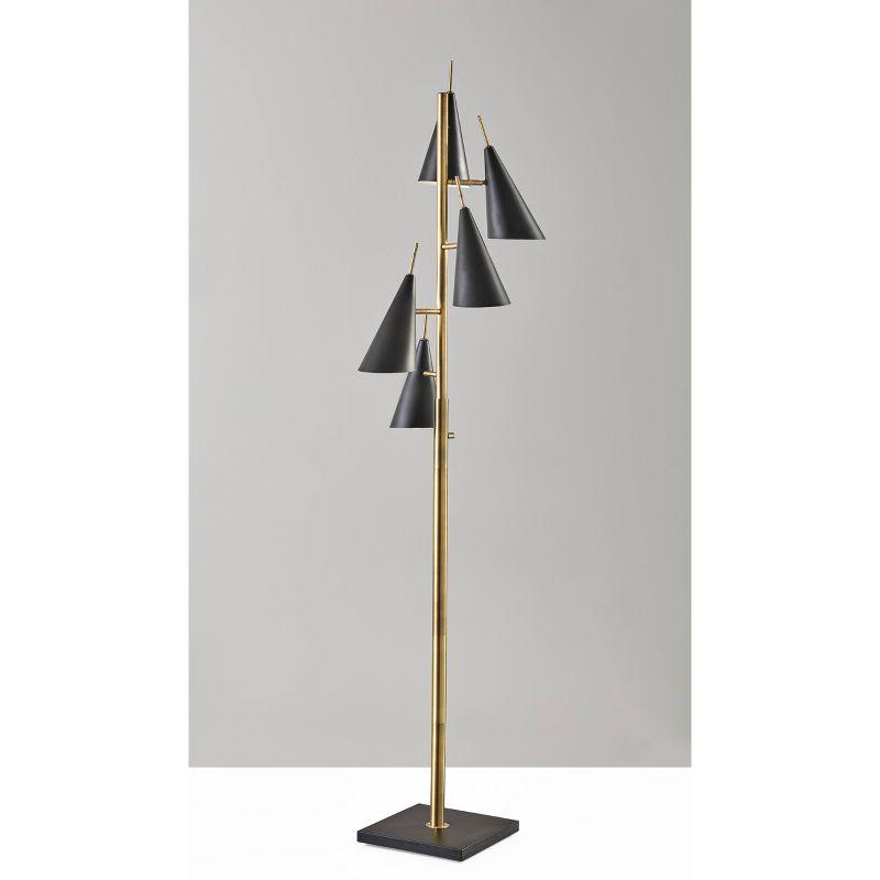 71.5" Owen Tree Lamp Black - Adesso: Adjustable Mid-Century, ETL Listed, Metal Cone Shades