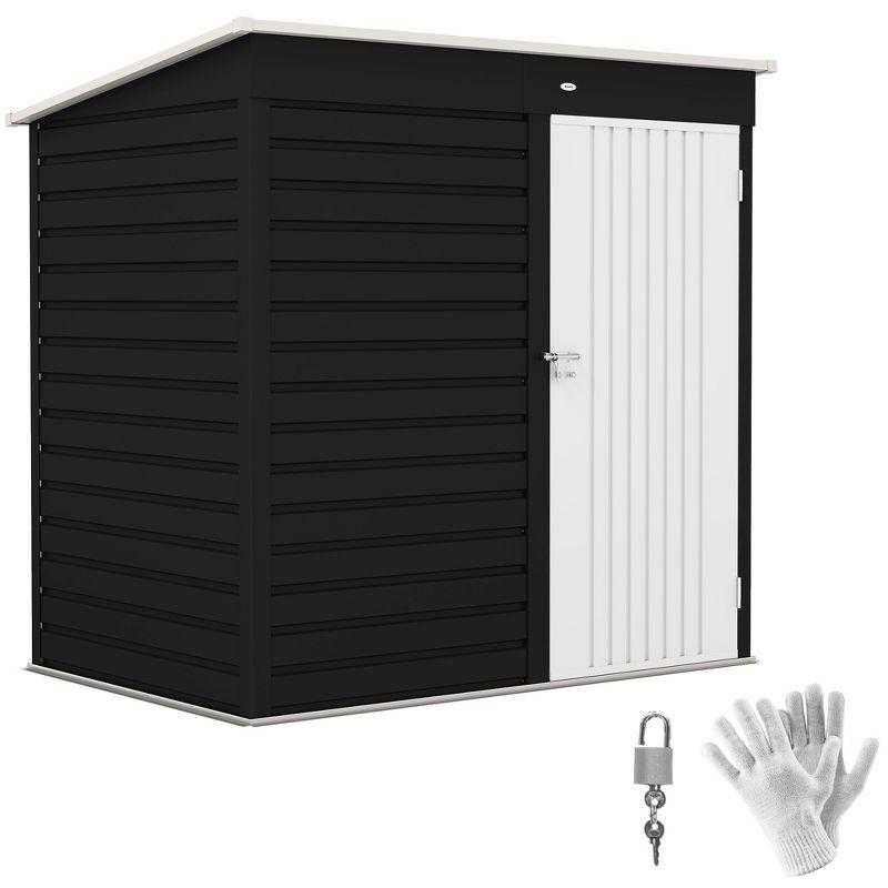 Outsunny 6' x 4' Outdoor Storage Shed, Metal Garden Shed with Lockable Door and Gloves, Tool Shed for Backyard Garden Patio Lawn