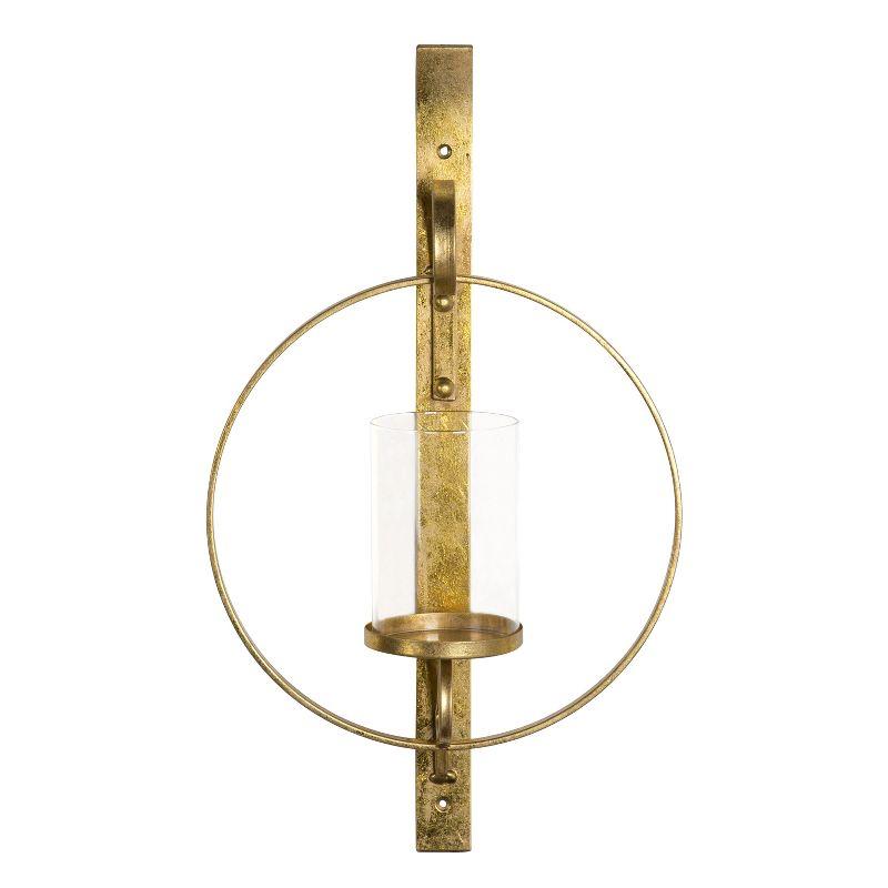 Kate and Laurel Doria Round Metal Wall Sconce, 12x22, Gold