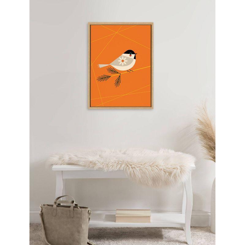 Kate & Laurel All Things Decor 18"x24" Sylvie Black-Capped Chickadee Art by Amber Leaders: Mid-Century Modern, Framed, Vertical