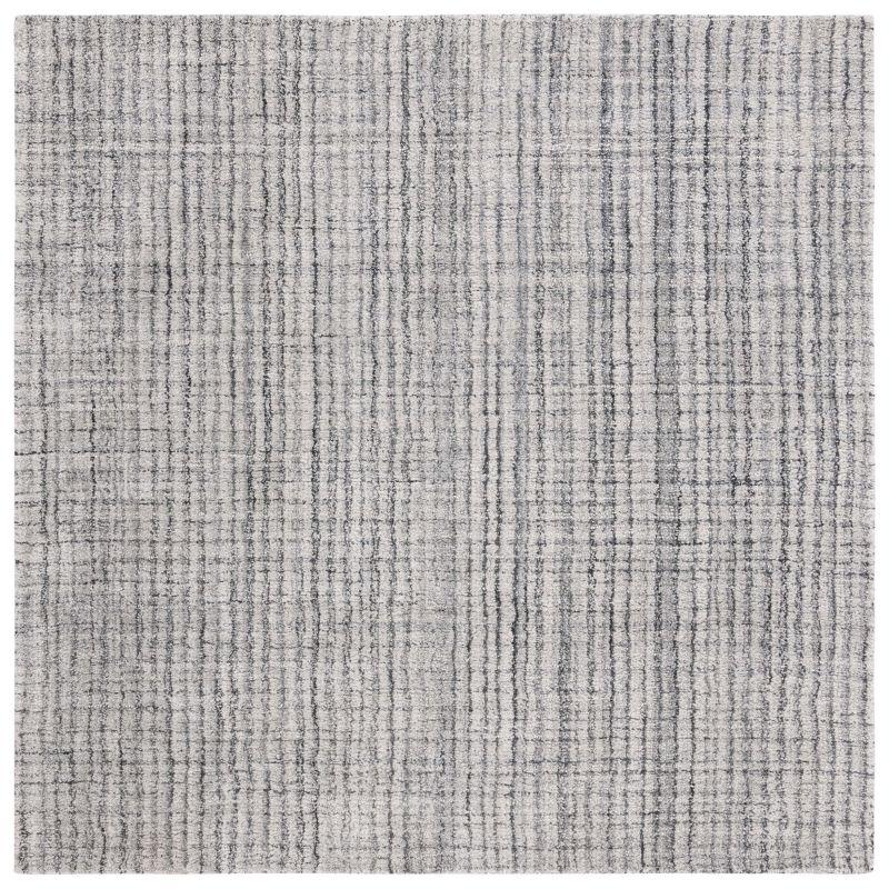 Abstract ABT150 Handmade Tufted Area Rug - Grey/Ivory - 6'-0" x 6'-0" Square - Safavieh