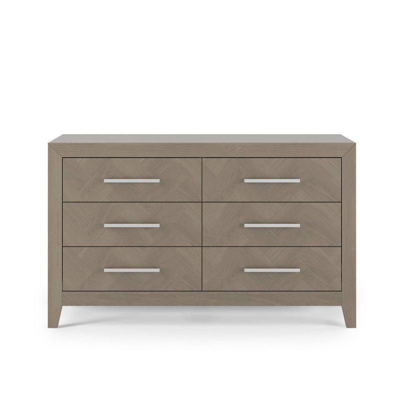 Crescent Gray Farmhouse Double Dresser with Herringbone Pattern