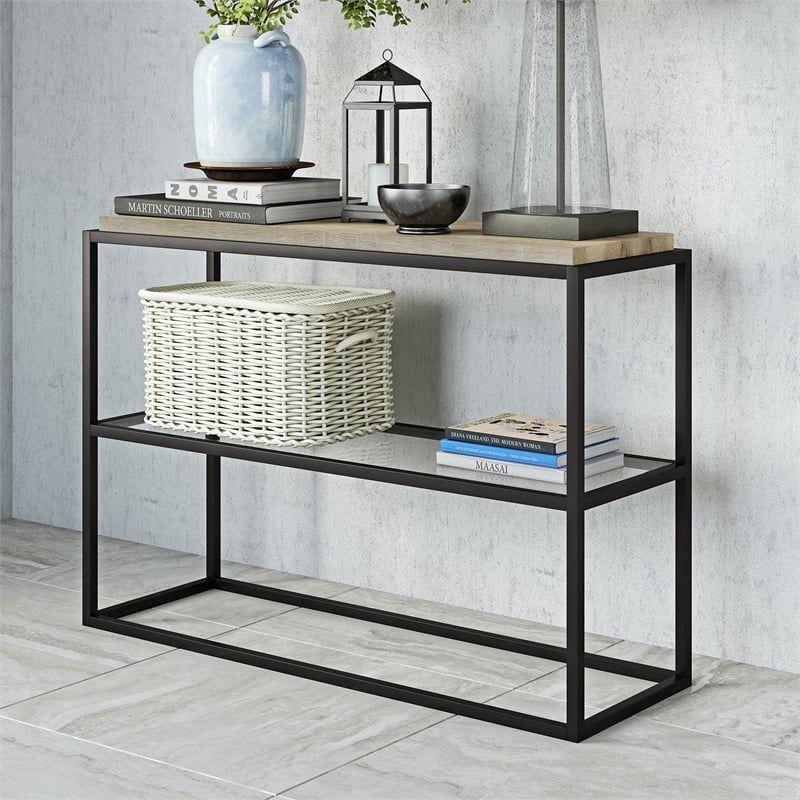 Wooden Console Table in Black - Henn&Hart