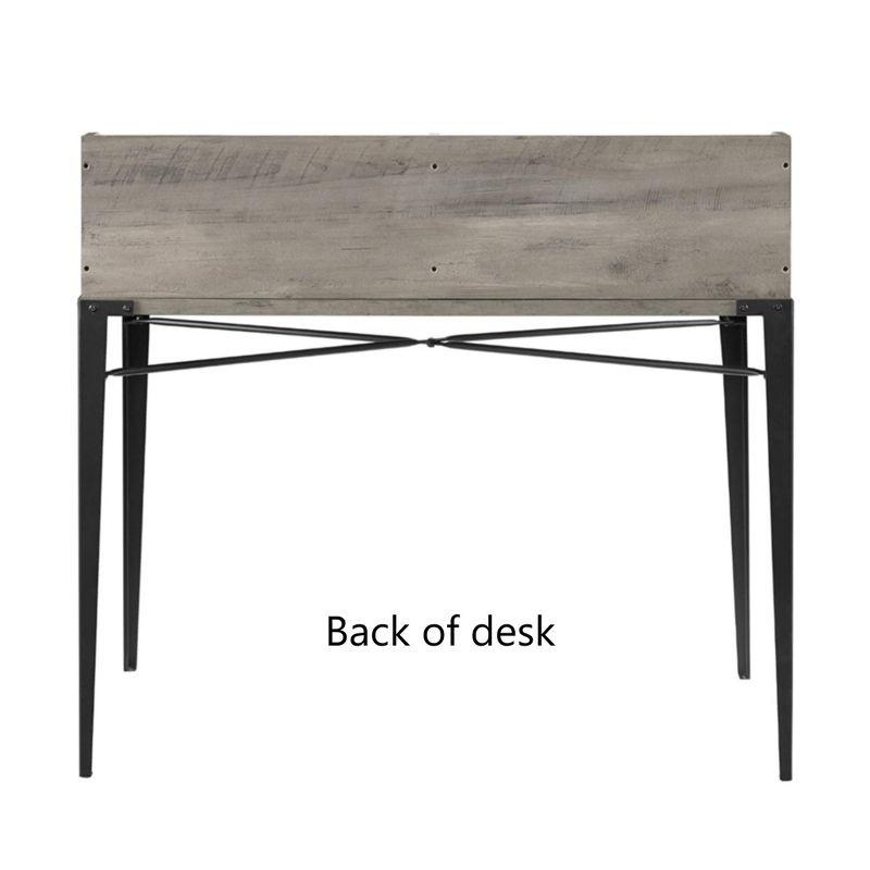 Walker Edison Furniture Company Industrial Secretary Desk with Hutch, Grey Wash, 42in