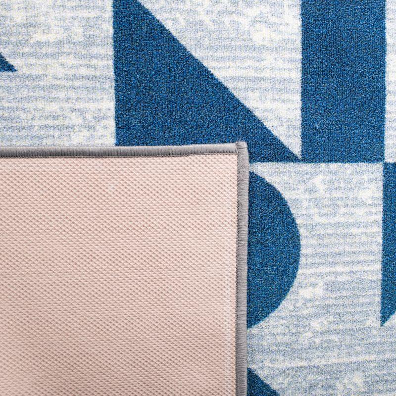 Blue Geometric Shapes Kids Playhouse Rug 5'5" x 7'7"