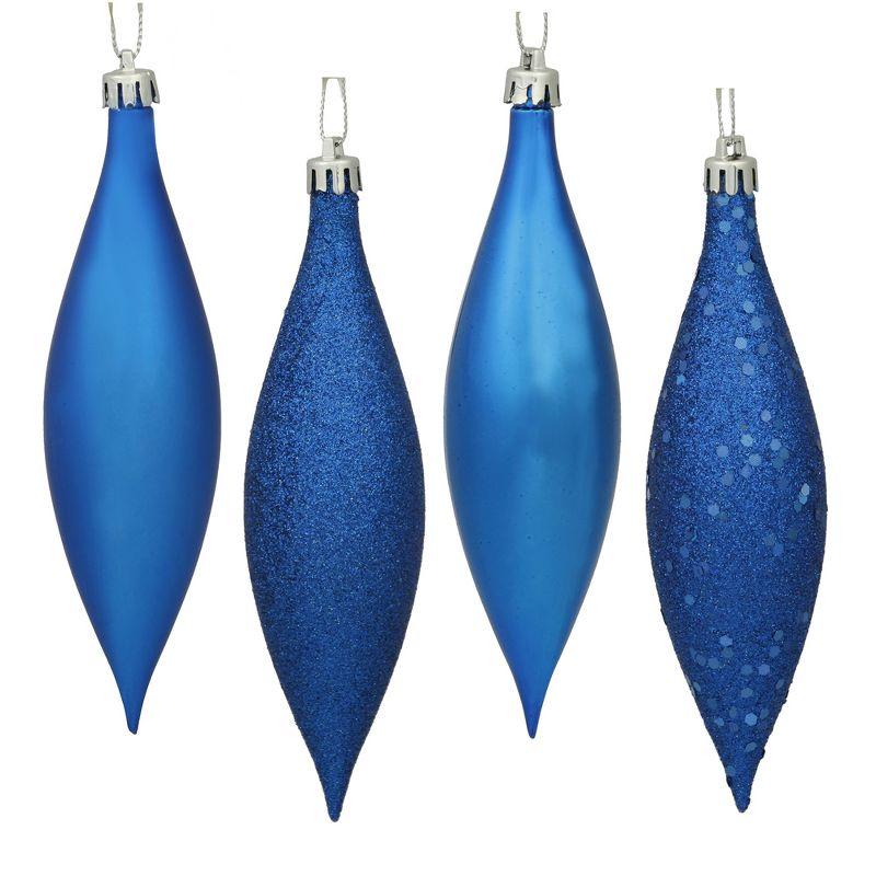 Blue Shatterproof Plastic Finial Drop Christmas Ornaments Set