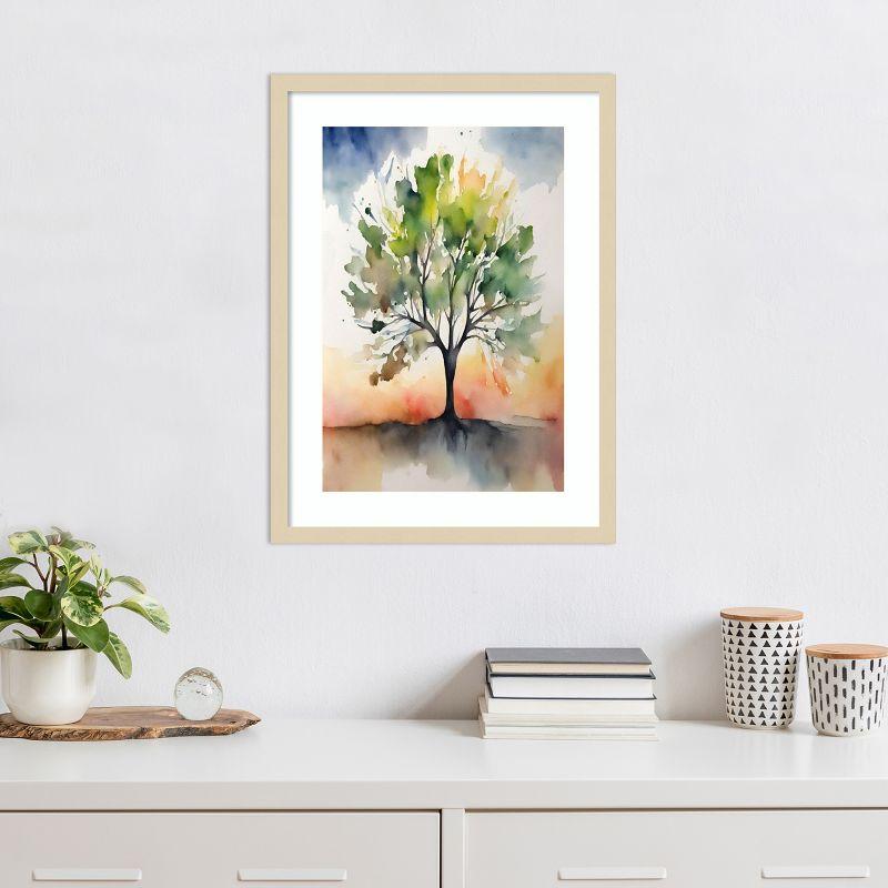 Amanti Art Tree of colour by Sally Ann Moss Wood Framed Wall Art Print