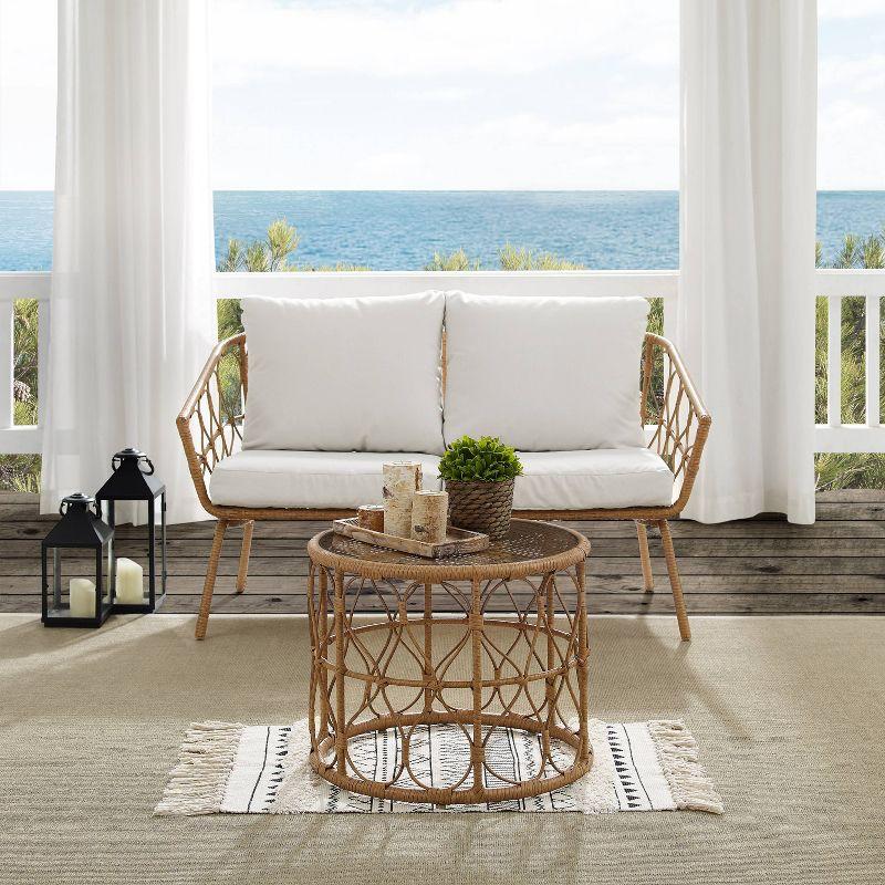 Juniper 2pc Outdoor Wicker Conversation Set: Steel Frame, Weather-Resistant - Crosley