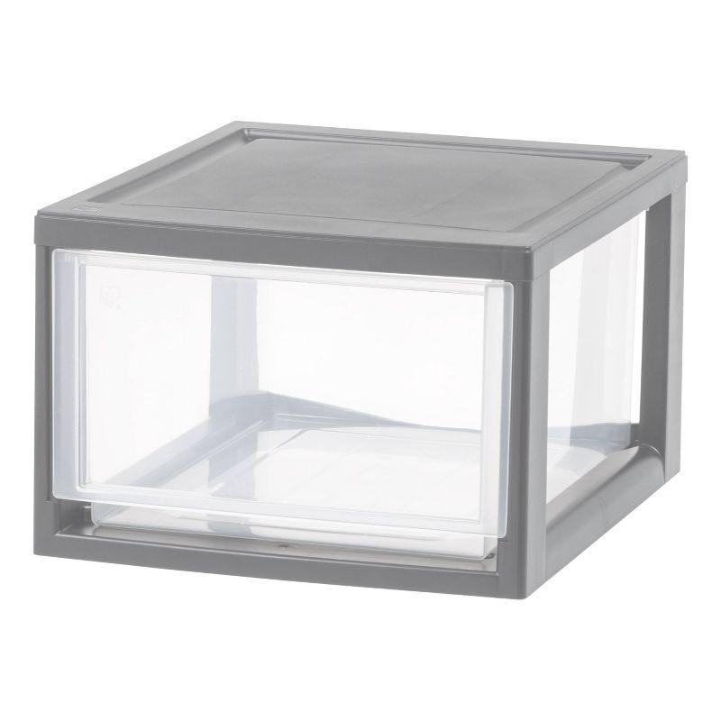 IRIS 14.5qt 4pk Compact Stacking Storage Plastic Drawer Organizer with Clear Doors: Stackable Utility Storage Drawers