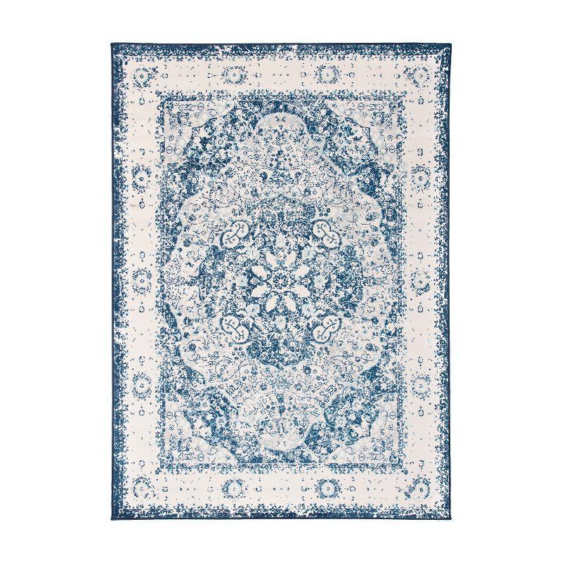 World Rug Gallery Vintage Oriental Distressed Medallion Blue 7'10" x 10' Area Rug