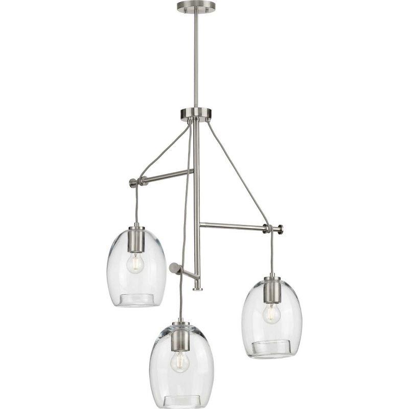 Progress Lighting, Caisson, 3-Light Pendant, Brushed Nickel, Clear Glass Shades Collection: Caisson, 3-Light Pendant, Brushed Nickel, Clear Glass