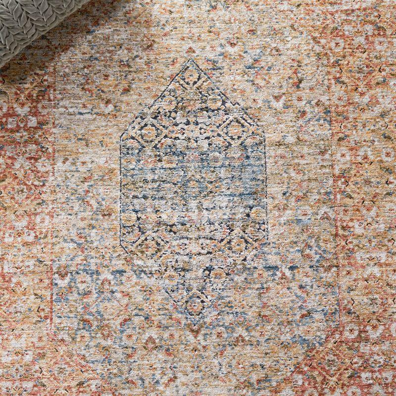 Silverado SVD106 Power Loomed Area Rug - Blue/Rust - 6'4"x6'4"Square - Safavieh.