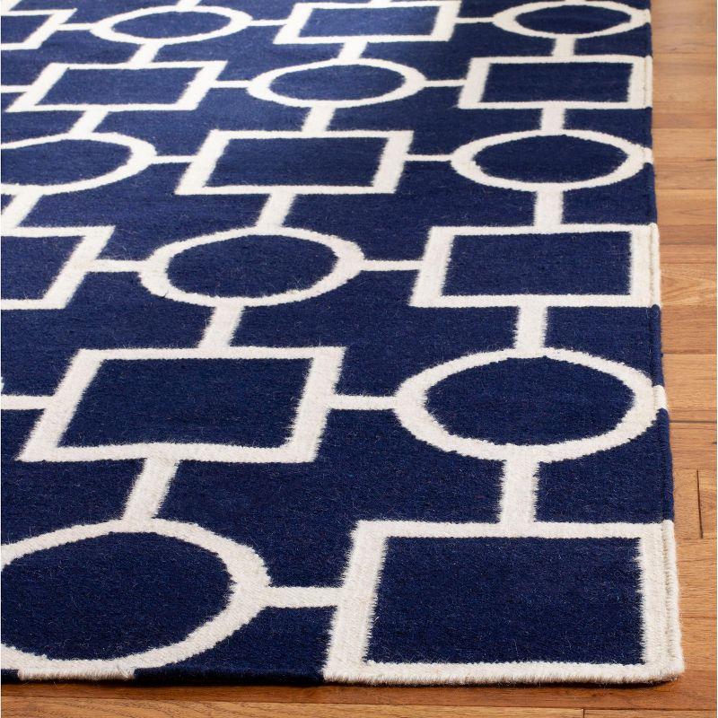 Dhurries DHU639 Hand Woven Area Rug - Navy/Ivory - 6'x6' - Safavieh.