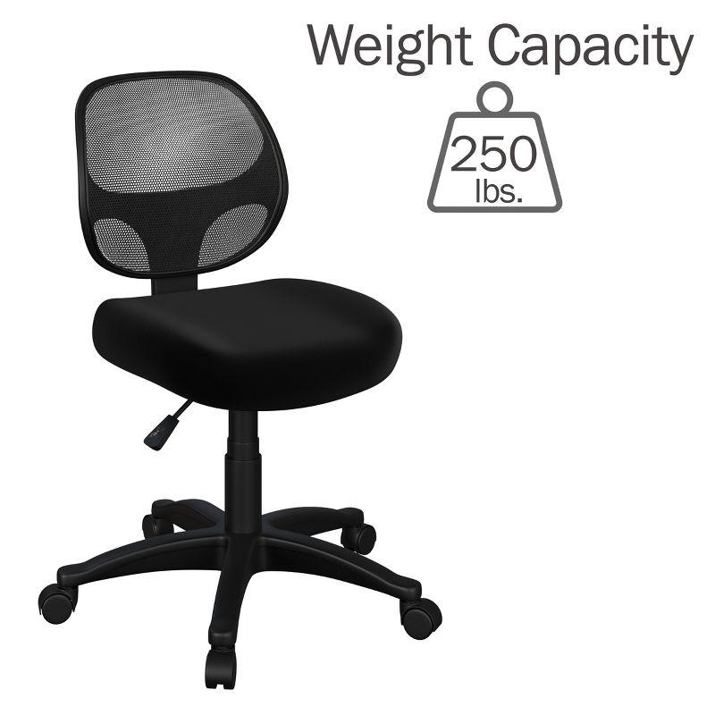 ErgoFlex Black Mesh Swivel Adjustable Armless Task Chair