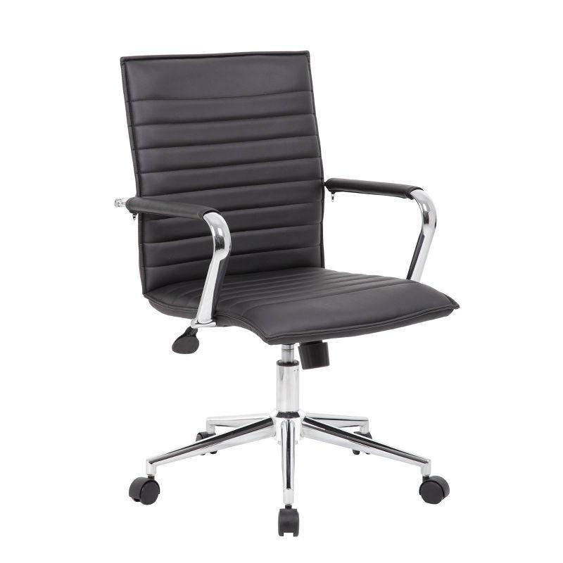 Black Vinyl and Chrome Swivel Task Chair