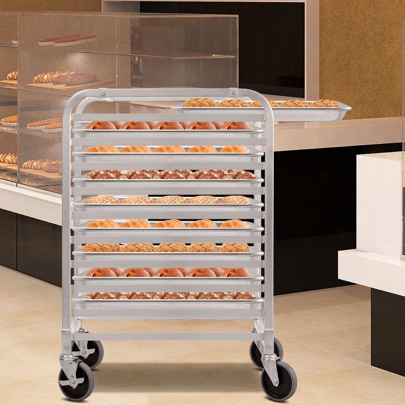 Costway 10 Sheet Aluminum Bakery Rack Silver Commercial Cookie Bun Pan Kitchen W/Wheel