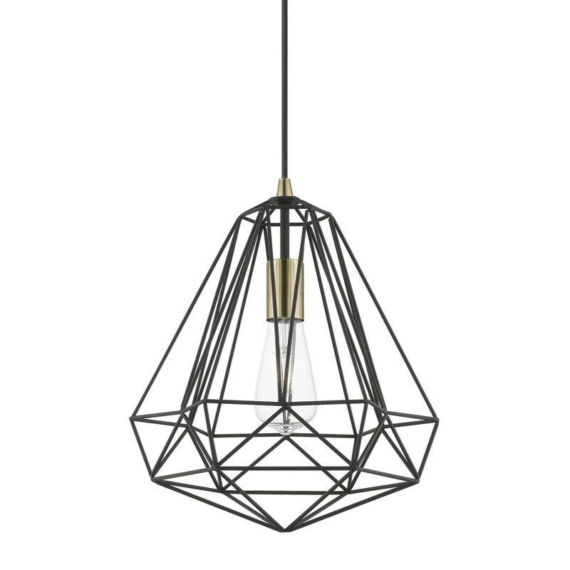 Livex Lighting Knox 1 - Light Pendant in  Textured Black/Polished Chrome