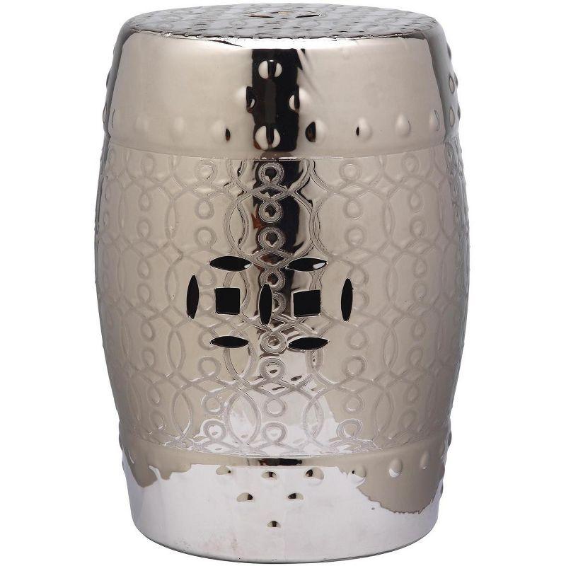 Lantana Silver Ceramic Electroplated Garden Stool