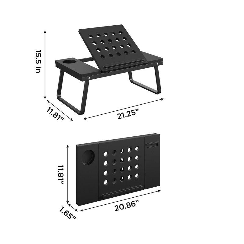 COSCO Folding Adjustable-Tilt Lap Desk with Cup and Phone Holder, Black