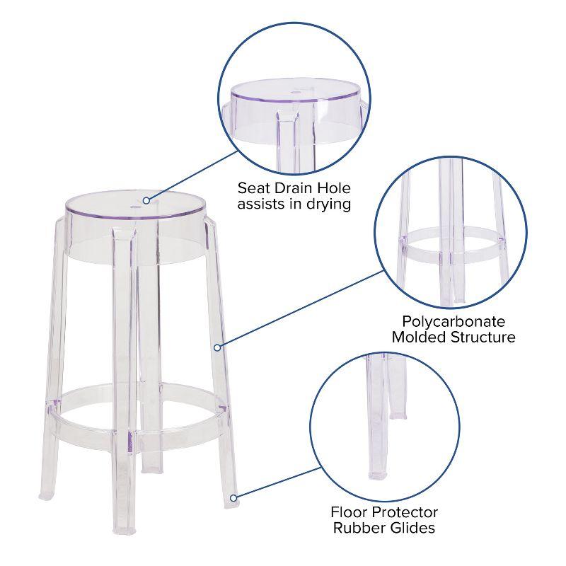 Elevate 25.75'' Clear Acrylic Backless Counter Height Stool