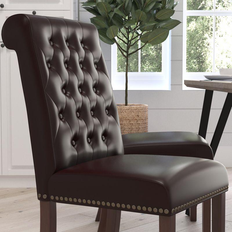 Merrick Lane Upholstered Parsons Chair with Nailhead Trim