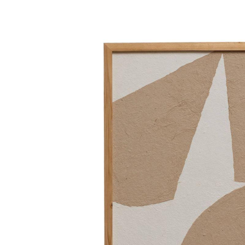 Ivory and Beige Abstract Handmade Paper Wall Art with Wood Frame