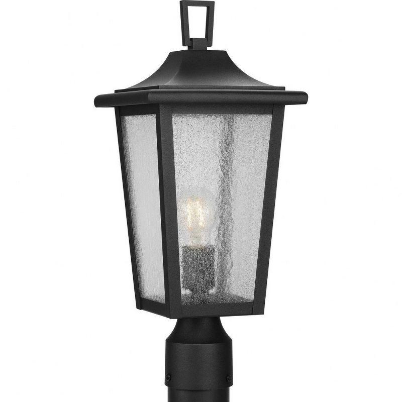 Padgett Textured Black Outdoor Post Light with Clear Seeded Glass