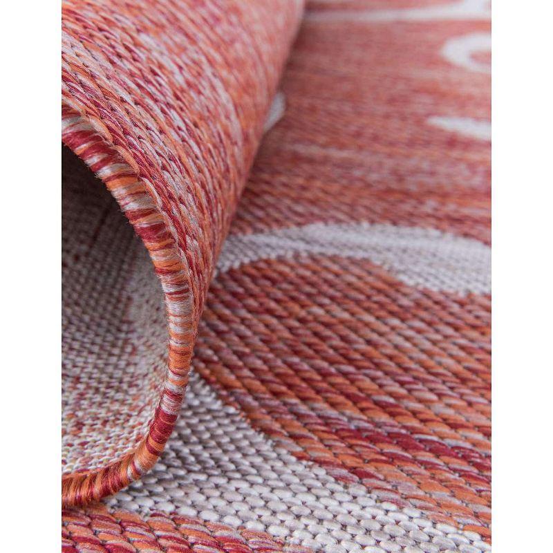 Unique Loom 4' 1 x 6' 1 Rectangle Indoor/Outdoor Botanical Rust Red Area Rug