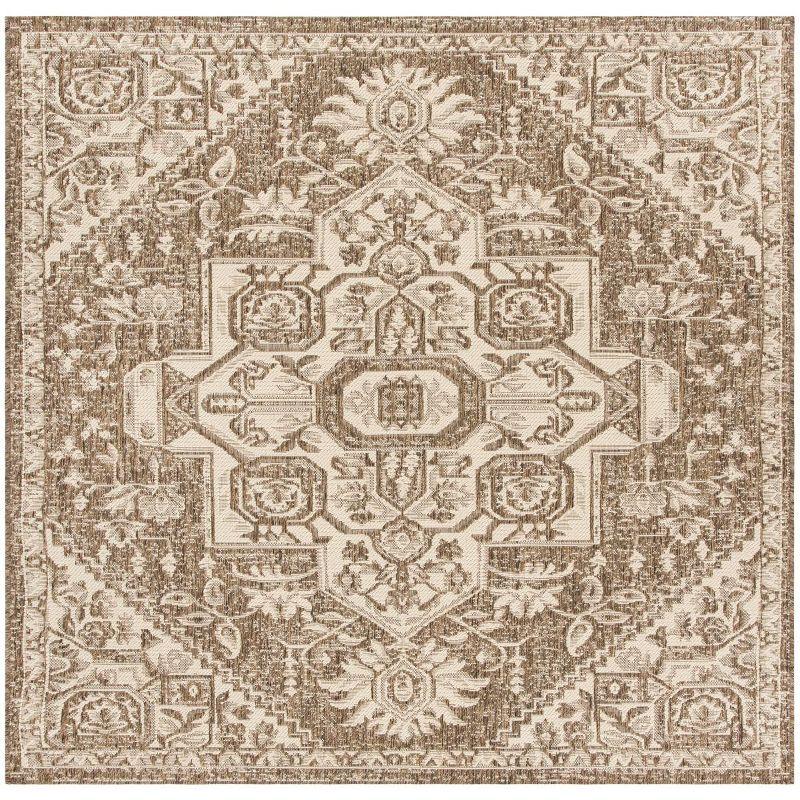 Beach House BHS138 Power Loomed Indoor/Outdoor Area Rug - Cream/Beige - 6'7"x6'7" - Safavieh