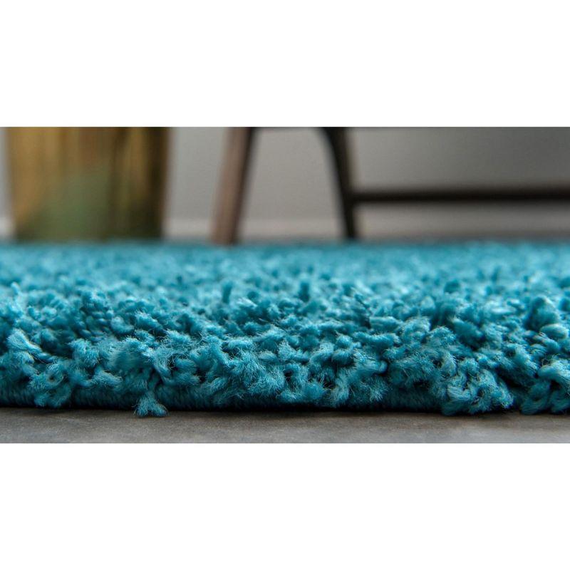 Unique Loom 2' 2 x 6' 7 Solid Shag Deep Aqua Blue Area Rug