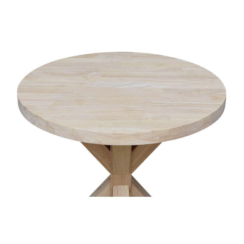 Sierra Round End Table Unfinished - International Concepts: Solid Wood, Parawood, 26" Height