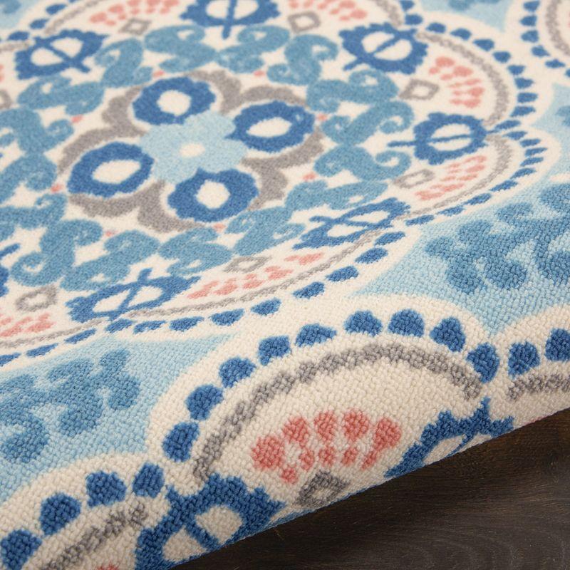 Waverly Floral Blue Outdoor Area Rug