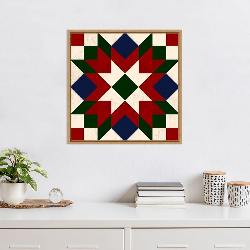 Amanti Art Christmas Barn Quilt IV by Victoria Barnes Framed Canvas Wall Art